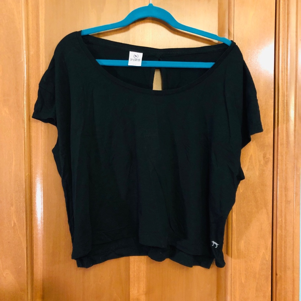 PINK Victoria’s Secret Black Open Back Crop Top